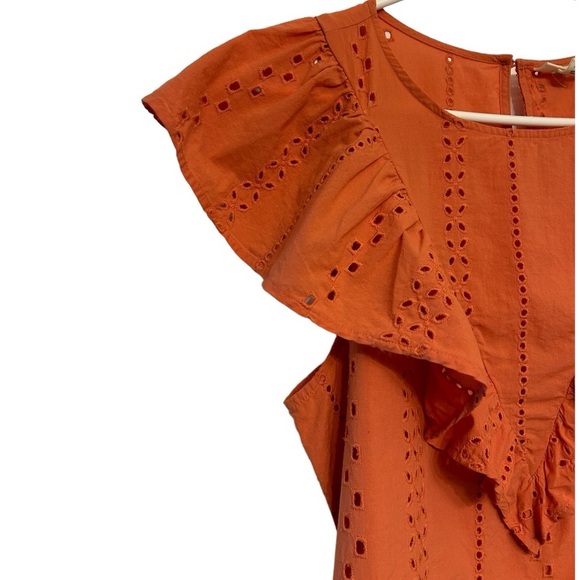 A.N.A ruffle sleeve/ sleeveless eyelet coral boho top- Size L - Picture 7 of 10